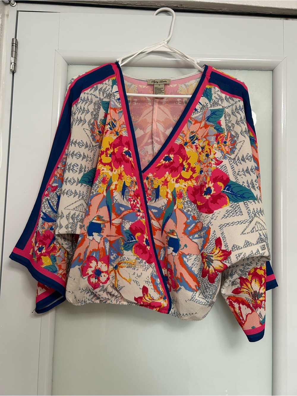 Flying Tomato Floral Kimono Top in Pink, Blue, Yellow